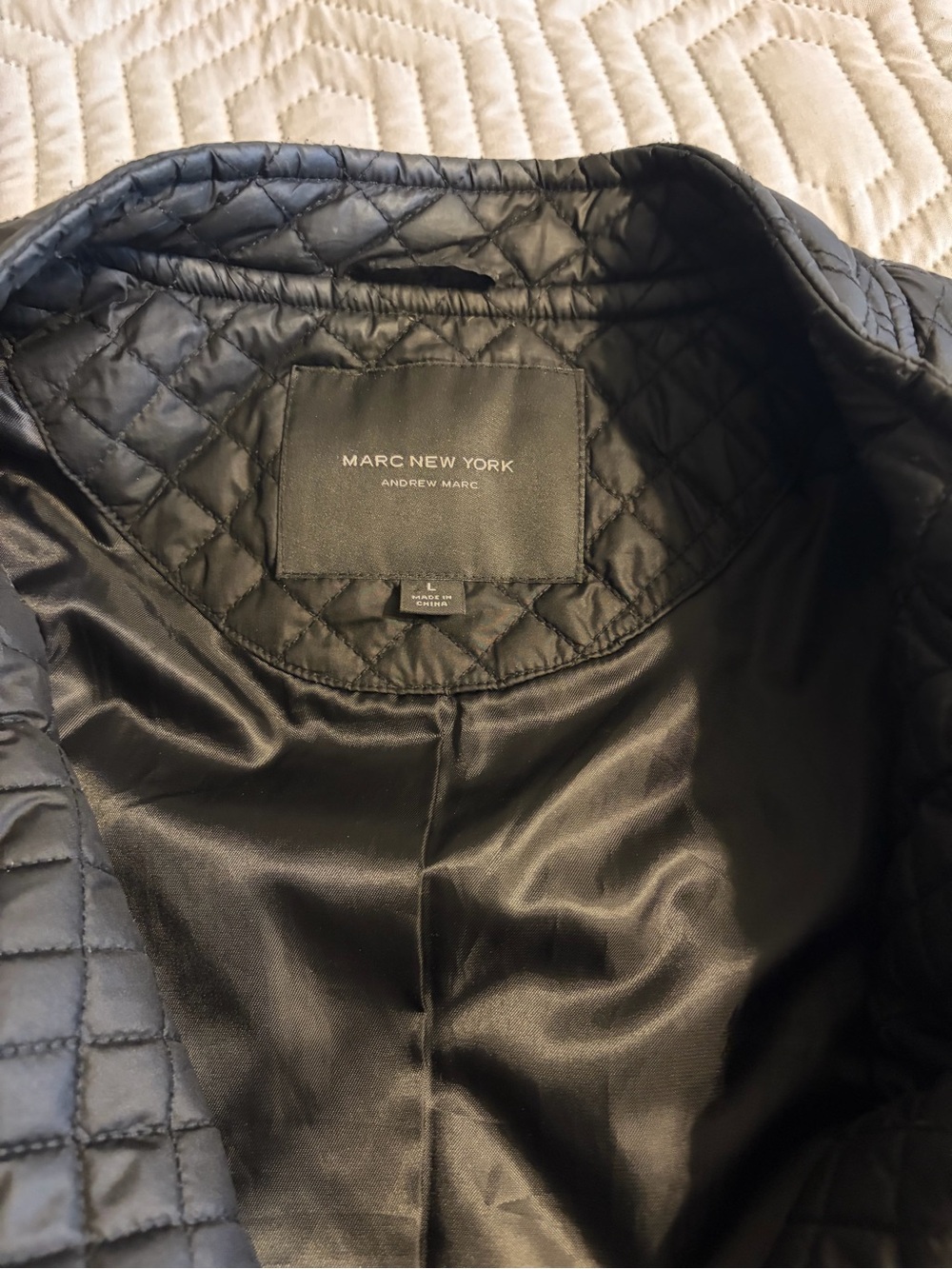 Marc New York by Andrew Marc Women's Black Quilted Moto Jacket Size Large